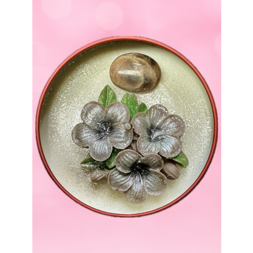 Bougie lithothérapie Musc avec pierre de lune brune