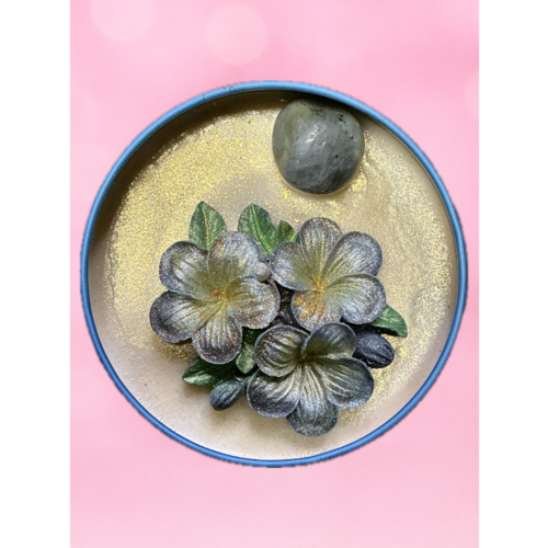 Bougie lithothérapie Mûre myrtille avec labradorite