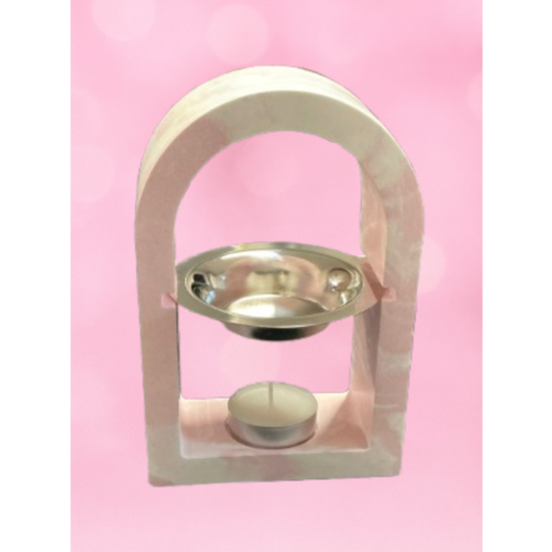 Brûle‑parfum artisanal fabriqué en France, avec coupelle et bougie chauffe‑plat, création faite à la main.