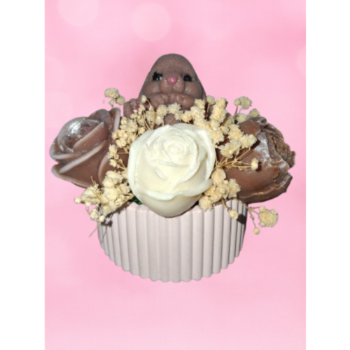 fondant parfumé chocolat chaud en décor de Pâques, création artisanale du Nord de la France