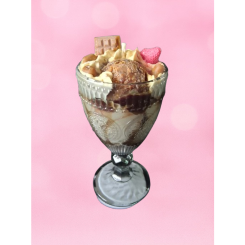 Bougie gourmande glace Café du Brésil en verre noir – Douceur de Grasse
